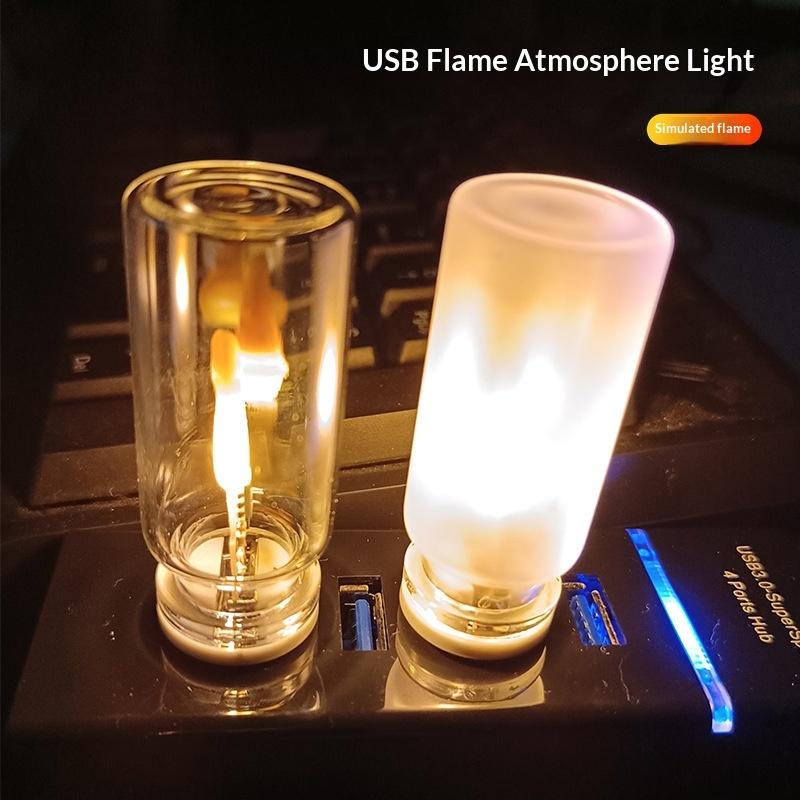 Candle Making Glass - USB Alev Efektli LED Buzlu Şeffaf