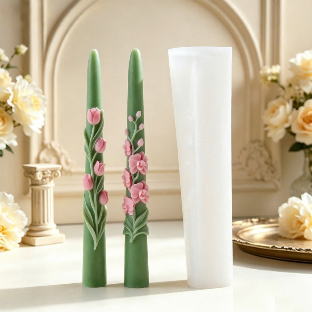 Candle Making Soy Wax - Uzun Saplı Çiçek Şeklinde Mum Silikon