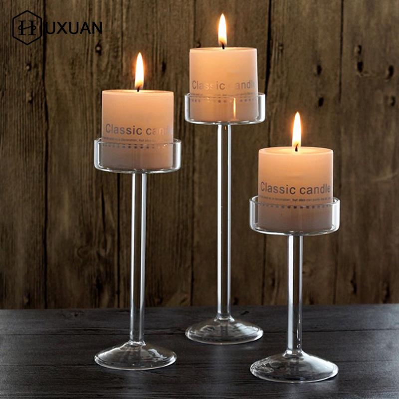 Candle Making Glass - Uzun boylu cam mumluk şeffaf şamdan