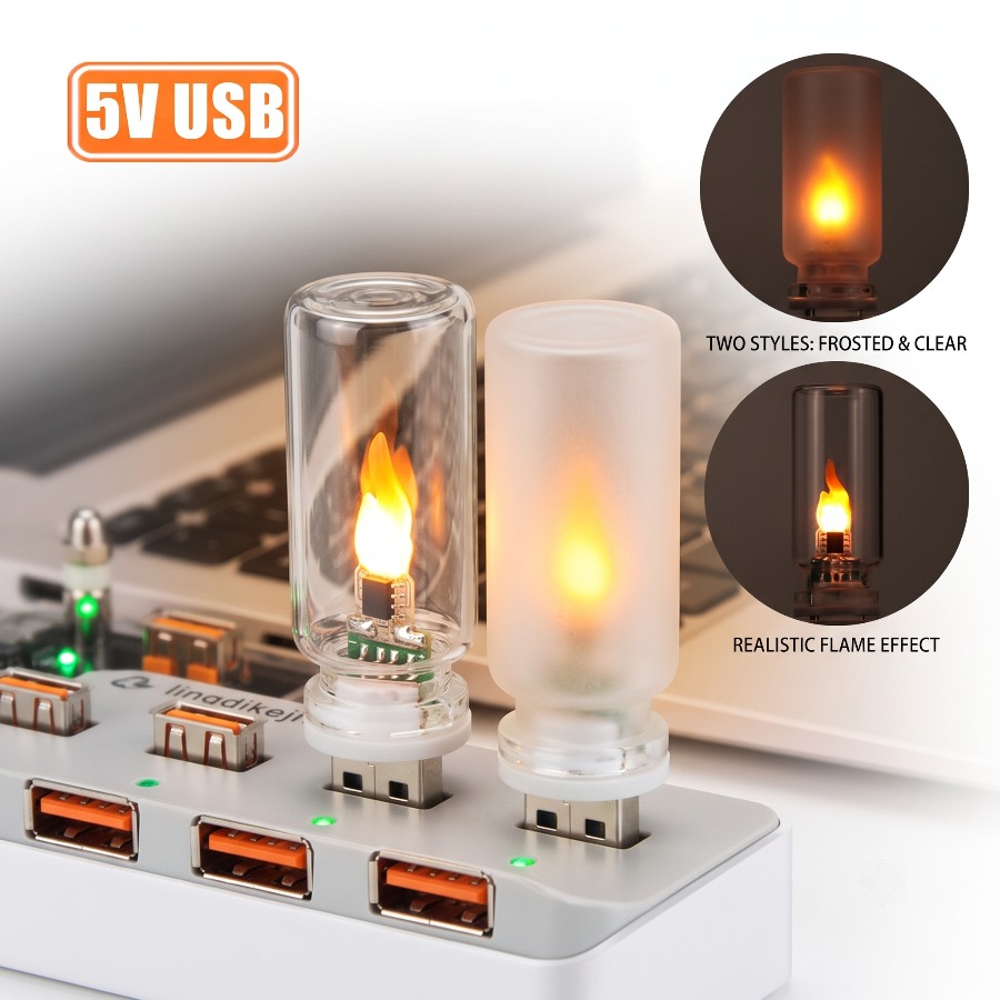 5V USB LED Alev Tipi Gece Lamb - Candle Making Glass incelemesi ve fiyatı